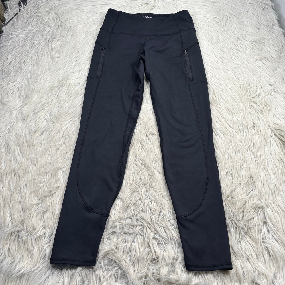 Quince Women's S Black Whistler High-Rise Thermal Leggings Pockets Gym Hiking